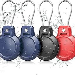 Waterproof AirTag Keychain Holder - 4 Pack Airtag Holder for Apple AirTag, 360° Robust Protective AirTag Case with Wire Cable, Airtag Holders for Luggage, Backpack, Key, Pet. - Blue x 2/Black/Red-image-30