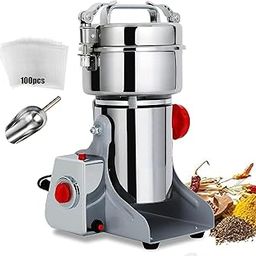 800g Electric Grain Mill Spice Grinder Stainless Steel Commercial Powder Machine Dry Atomizer with Extra Adjust Brush, Easy to Clean and 100 Sealed Bags-image-7