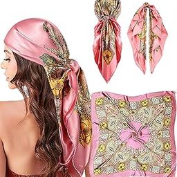 Scarf for Women Stylish, Bandanas for Women Exquisite and Beautiful Head Scarf Silk Scarf Comfy Silk-Feel Beach Headwraps Pillow Cover Gift for Pretty Casual Outings Date Night-42