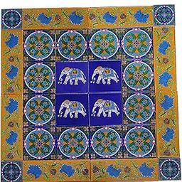 Shiv Kripa Blue Pottery Home Decor Wall Mural Mosaic Ceramic Handmade Decorative Tiles - Pack of 28-picture-12