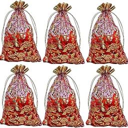 Beingelegant-Pack Of 25 Women's Organza Net Small And Big Size Potli Bags For Pooja, Return Gifts For Wedding, Sangeet, Shagun- Multi Coloured (Multi, 24X18)-image-9