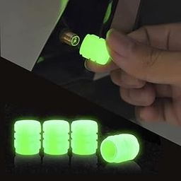Crobat 4 PCS Universal Fluorescent Car Tire Valve Caps, Glow Tire Air Caps in The Dark, Wheel Lights Luminous Valve Stem Covers for Car Truck Motorcycles Bike-4