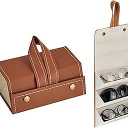 Layer Sunglasses Organizer Box, PU Leather Hanging Foldable Eyeglasses Case Storage Box Multiple Pairs Eyeglasses Storage Box Hanging Eyewear Holder for Men Women (Set of 1)-image-18