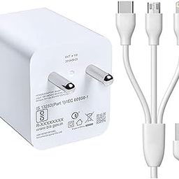 3 in 1 Charger for Meizu 15 Plus, Xiaomi Mi Mix Nano, Sony Xperia XZ4 Compact, LG G7 Plus Fit, Moto Z 2017, Xiaomi Mi Mix EVO, Meizu E3, Maze Alpha, Coolpad Cool Play 8 (White, Big, SE.B)-95