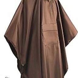 Hooded Rain Poncho Portable Rainwear Jacket for Backpacking Brown | Clothing, Shoes & Accessories | Mens Clothing | Coats & Jackets-image-55