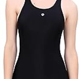 Women's Nylon Swimming Costume| Racer Leg Suit I Padded | Sleeveless (LA_LS_568_Black)-image-65