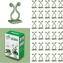 SEREBRUM 30Pcs Plant Wall Climbing Fixing Clips, Reusable Self Adhesive Plant Support Garden Twist Clips - Pack of 30 (Green,White)-19