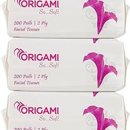 Origami 2 Ply Facial Tissue Soft Pack | Car Tissue Pouch - Pack of 3 (200 Pulls Per Box, 600 Sheets)-16
