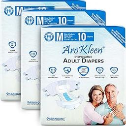 AroKleen (ISI CERTIFIED) Adult Diapers Tape Style | Medium (M) Size, 30 Count, Waist Size (72-102cm | 28"- 40" inches), Unisex, High Absorbency, Leak Proof, Overnight Protection, Odour lock, Anti-Bacterial Absorbent Core-Pack of 3-image-26