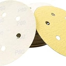 6 Inch 150mm 6 Hole 80 grit Velcro Sanding disc 25pcs | Hook & Loop Sanding Discs for Rust Removal, Metal Polishing, Woodworking | Compatible with Orbital Sander, Grinder (6-inch, 80, Medium)-image-98