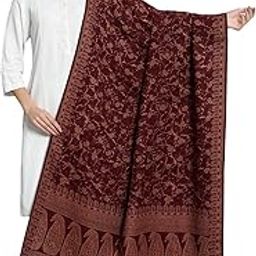 Women's Jamawar Design Stylish Shawl, Warm and Soft Winter Shawl, Kashmiri Wool Shawl Wraps, Faux Pashmina (80" x 40" Inch)-image-89