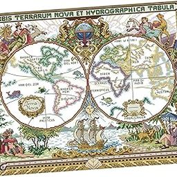 MERISHOPP®Stamped Cross Stitch Kits Patterns Embroidery Kit - Old World Map, 14 Counted 51x42cm|Crafts | Needlecrafts & Yarn | Embroidery & Cross Stitch | Hand Embroidery Kits | Cross Stitch Kits-image-40