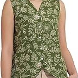 Women's Printed Linen Waistcoat-image-47