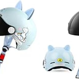 Proberos® Kids Bike Scooter Safety Helmet for 7-14 Year with UV Protection Visor Adjustable Chin Strap Anti-Impact Cushioning Cartoon Bunny Ear Unicorn Bicycle for Girls Boys Blue 2PCS-image-63