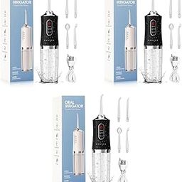 HANNEA® Water Dental Flosser, Cordless Oral Irrigator, 3 Modes Rechargeable & IPX7 Waterproof Cordless Oral Irrigator, Portable for Travel with 4 Nozzles 3 PCS-picture-16