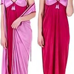 2pcs Nighty Set with Twin Color House Coat & Inner Nighty-image-41