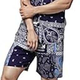 Men's Rayon Printed Relaxed Night Suit Set Casual Co-Ords Set|Shirt And Short Set-image-43