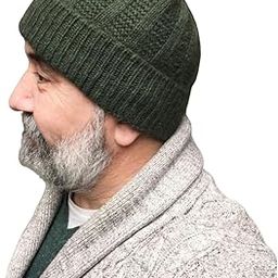 Mens Cap | Handmade | Knitted | Olive Color | WOOLENS | Winter Cap-44