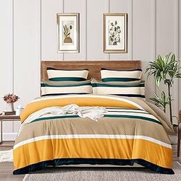 280 TC Luxurious Glace Cotton Duvet Cover/Comforter Cover/Rajai Cover/Blanket Cover/Quilt Cover Queen Size 90"X90" Inches (Yellow Str for Double Bed)-picture-26