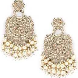 rubans Gold-Plated Long AD Classic Chandbalis Earrings For Women-picture-49