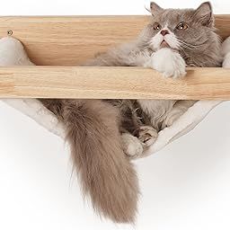 FUKUMARU Cat Hammock Wall Mounted, 18 x 14 in Cats Beds and Perches, Wooden Kitten Walls Furniture, Larger Version Shelves with Extra Cloth, Suitable for 16 inch Drywall Installation-19