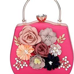 Women's Beautiful Flower Box Clutch Bag | Detachable Chain Sling Strap| Ladies Purse Wallet-30