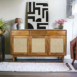Kraft Bazaar Solid Wood Sideboard Cabinet | Cane Sideboard and Cabinet | Sideboard Cabinet for Living Room | Natural Cane/Rattan Sideboard-image-85