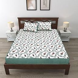 LIVING ROOTS Cotton 1 Queen Size Bedsheet with 2 Pillow Cover 86 * 96 inches (7.1 * 8 Feet) | Rich Fast Colour with No Colour Bleeding | Soft & Skin Friendly (02-31-583-C)-image-26