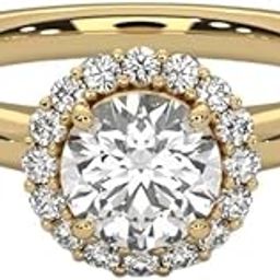 Pure 925 Sterling Silver 1 Ct. Moissanite Halo Ring for Women, 18k Gold Plated, Jewelry Gift for Wife, Girlfriend, or Mother on Birthday, Anniversary, Special Occasion-4