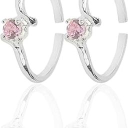 925 Sterling Silver Toe Rings with Pink stone, offer an elegant design in a comfortable style for women. With a glossy white finish, these pure 'Chandi' Bichiya are crafted for the toe.-image-6