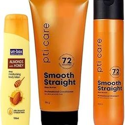 Un-box Professional Almonds with Honey Deep Moisturising Body Lotion, 100ml With * Professional Smooth Straight Hair Shampoo + Smooth Straight Hair Conditioner (Combo) 350ml+196g*-48