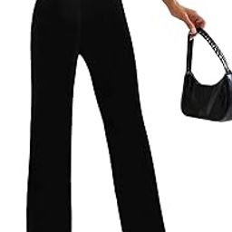 Womens High Waist Straight Fit Trousers | Solid Korean Stretchable Pants for Women | Regular Fit Elastic Waist Full Length Formal Trouser for Casual & Office Wear-image-86