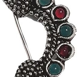 Silver Oxidized Finishing Nosepin Nath for Women's-image-13