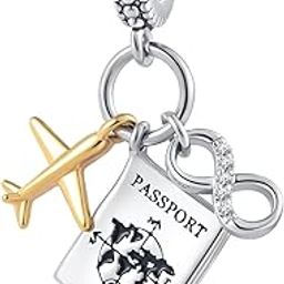 Vacation Travel Series Passport Airplane Bead Charms for Bracelets, Metal, copper-picture-12