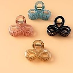 Large Hair Claw Clips, Set of 4 Multicolour Plastic Clips for Thick and Long Hair, Strong Grip, 8 cm-image-11