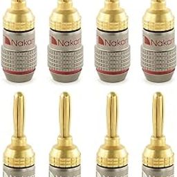Nakamichi FanLock Excel Series 24k Gold Plated Banana Plug 10 AWG - 18 AWG Gauge Size 4mm for Speakers Amplifier Hi-Fi Stereo Home Theatre Radio Audio Wire Cable Quick Connector, 8 Pcs (4-Pairs)-image-81