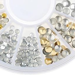 HEAVENGLOW 400pcs 3D Nail Art DIY Glitter Decoration Round Rivet Shaped Gold Silver-image-97