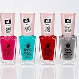 BEAUTY7 Nail Polish For Women Shine Like Stars Glossy Finish Awesome Nail Paint Colours - Pink | Sky Blue | Red | Grey | 10 Ml Each | Pack of 4 |-4