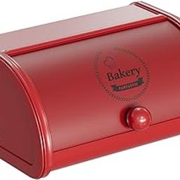Bnf® Metal Bread Box Roll Top Bread Container for Entryway Kitchen Counter Pantry L Red|Home & Garden-image-31