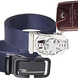 Men’s Formal/Causal Automatic Push Lock Nylon Woven Belt Combo Set of 2for Men RA109-image-85
