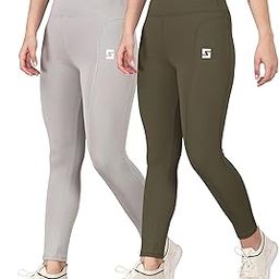 Women’s Polyester Stretchable Leggings with Solid Print High Waist Cargo Style Slim Fit and Standard Length | Activewear Tights | Gym Fitness Leggings | Daily Use Set | Pack of 3-image-4