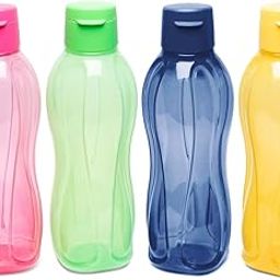 Tupperware Aquasafe Plastic Fliptop Bottle Set, 1 Litre, Set of 4, Multicolour-15
