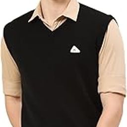 Mens Solid Wine V Neck Sleeveless Sweater_1240521SL-1146-image-12