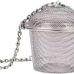 Stainless Steel Rust-Free Green Tea Infuser for Loose Leaf Tea Brewing | Durable Mesh Strainer with Chain and Hook | Locking Infuser Basket (1)-0