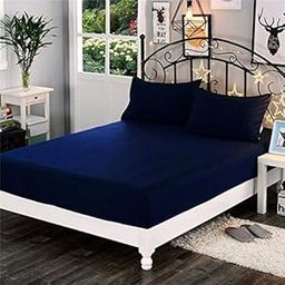 DREAM CARE Water Proof Terry Cloth Fitted Mattress Protector 78X72 Inch For King Size BedWith Elastic Strap | Water Resistant Ultra Soft Cotton Mattress Cover Hypoallergenic Bed Cover Navy Blue-image-82