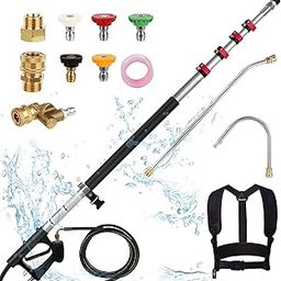 Winado 24 FT Pressure Washer, Telescopic Extension Pole Spray Gun, includes 5 Section Aluminum Telescoping Pole, 3-in-1 Adapter, 5 Nozzle Tips, 1 Straight Pole, 1 Curved Pole, 4000 PSI-image-57