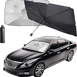 Pivalo 55''x31'' Car Sun Shade Windshield Cover UV Block Protector, Foldable Auto Umbrella Sunshade for Front Window Heat Insulation & Protection, Universal Fit for Cars (Pack of 1, Black, M)-image-13