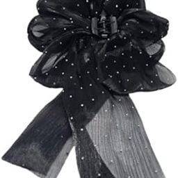 Big Bow Hair Claw Clips with Long Tail Ribbon – Elegant Hair Accessories for Women & Girls – Fancy Chiffon Silk Hair Clip for Thick & Long Hair - Black-image-45