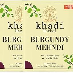 Vagad's Khadi Combo Burgundy Mehndi Ammonia Free Henna 200 gm Pack of 2-2