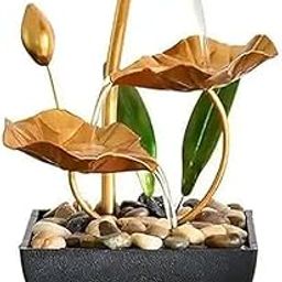 Blue Tick Tabletop Water Fountain with LED Light Lotus Design with Deep Basin, River Rocks, Indoor Zen Dcor for Office, Bedroom, Meditation Space-image-24